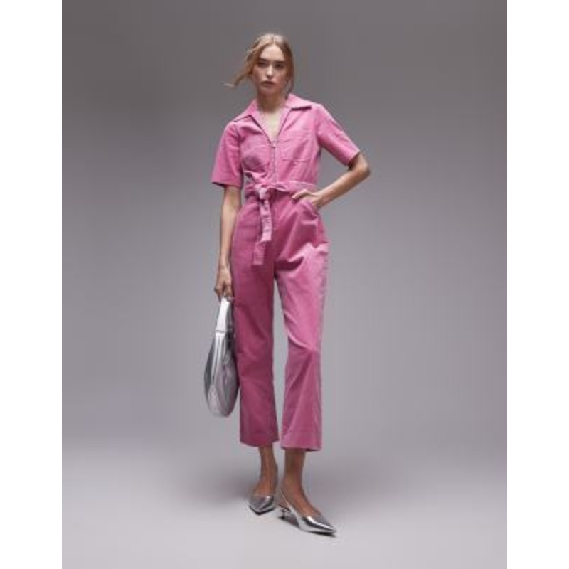 & Other Stories cord belted jumpsuit in light pink