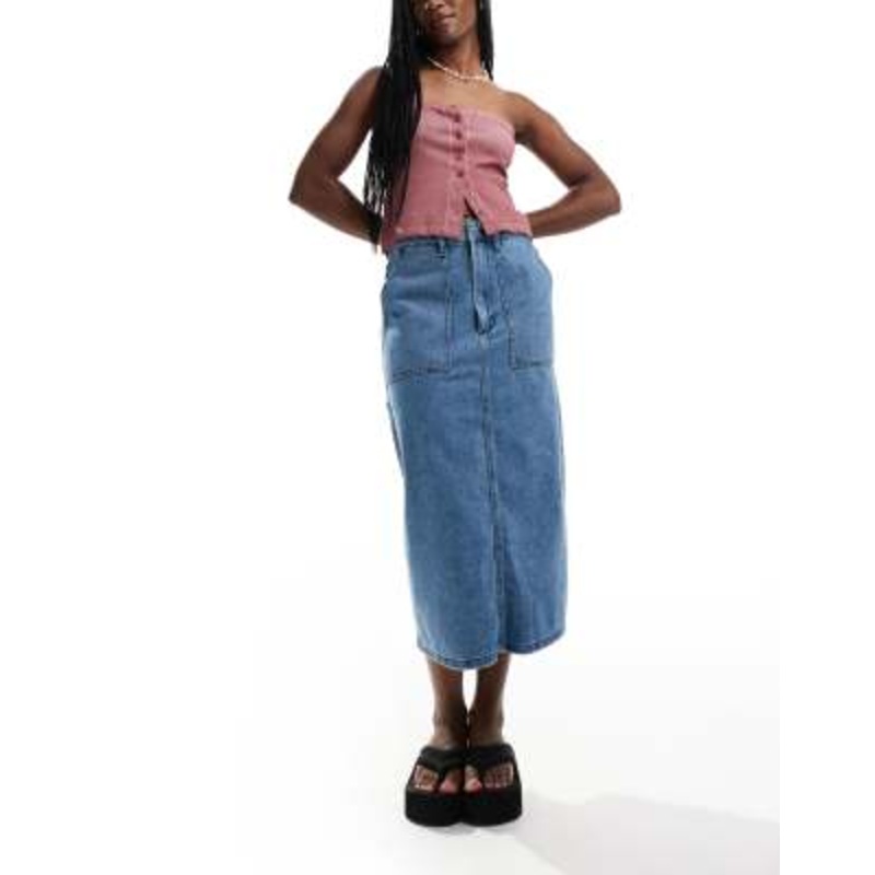Vans Union denim carpenter maxi skirt in blue