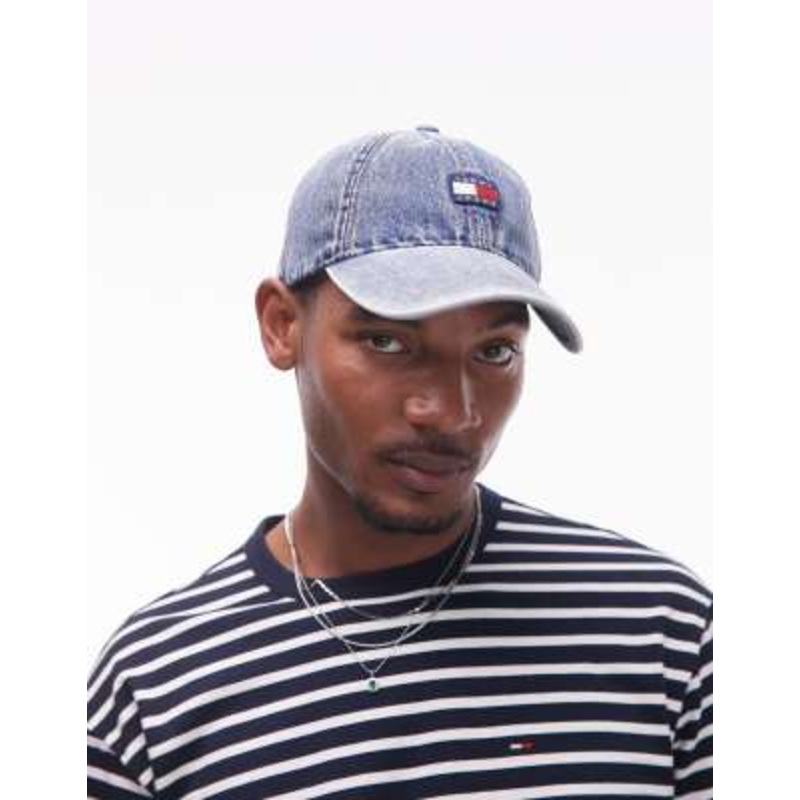 Tommy Jeans core flag denim cap in indigo blue
