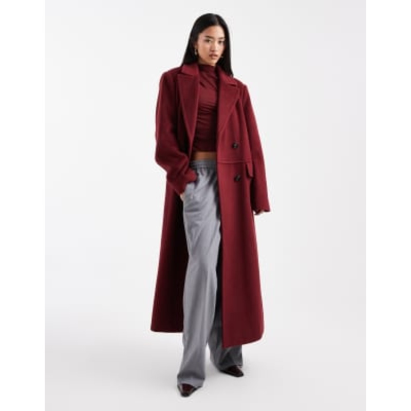 4th & Reckless longline structured formal coat in burgundy