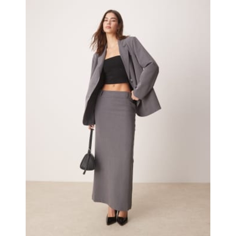 YAS tailored maxi skirt in thunderstorm gray – part of a set