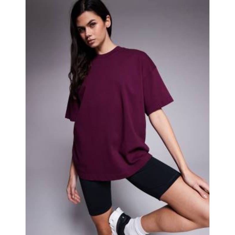 4505 Icon heavyweight cotton oversized t-shirt with quick dry finish in washed burgundy