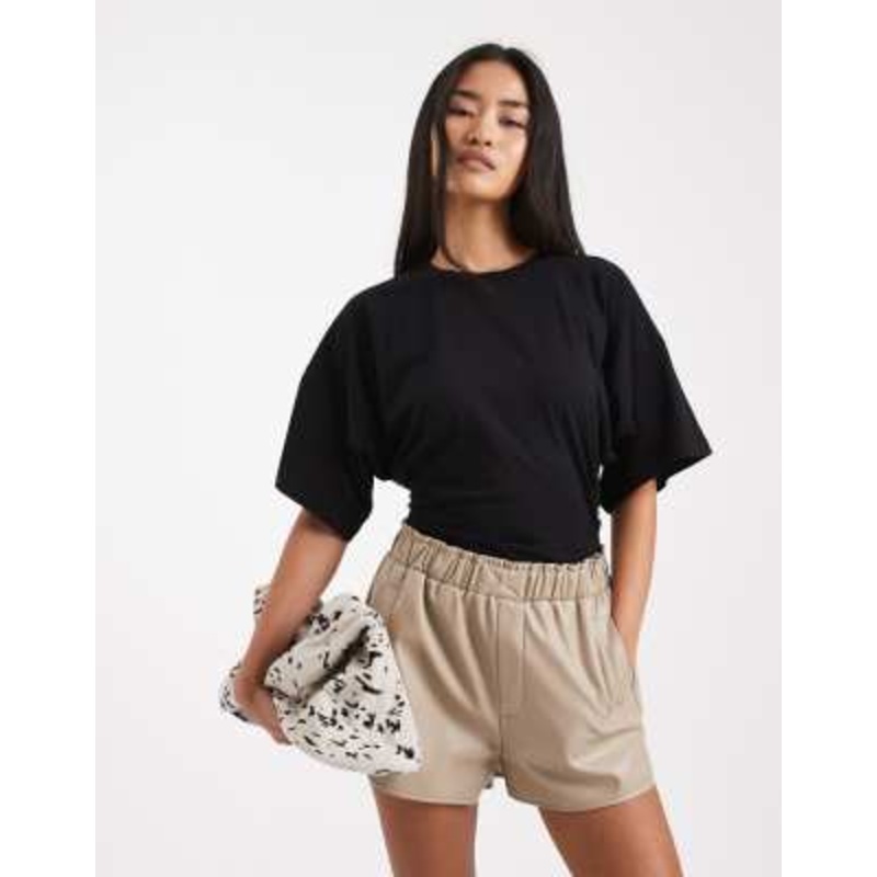 WeWoreWhat cinched waist T-shirt bodysuit in black