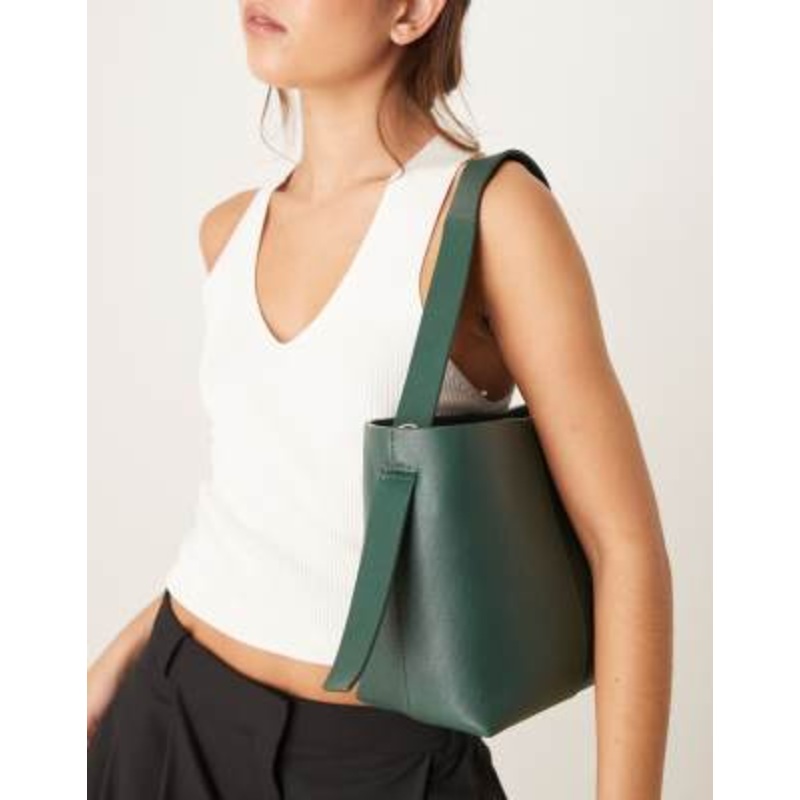 Becksondergaard fraya leather shoulder bag with crossbody strap in green