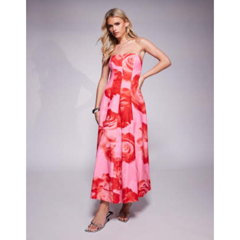 Ever New Petite structured maxi dress with pockets in bright pink floral