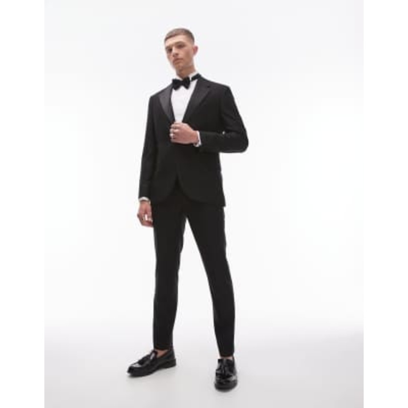Topman skinny tux suit in black