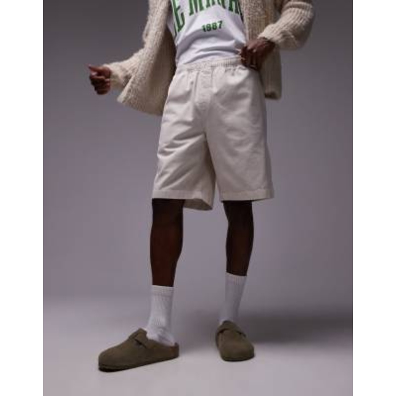 Topman washed cotton chino shorts in neutral