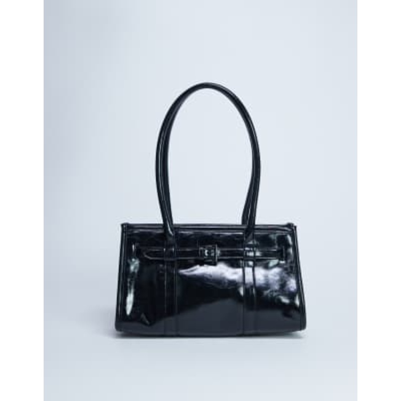 Topshop Scottie shoulder bowler bag in black
