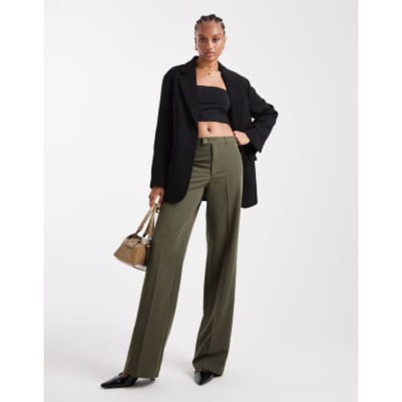 Vero Moda Tall straight leg dress pants with creased front in leaf green