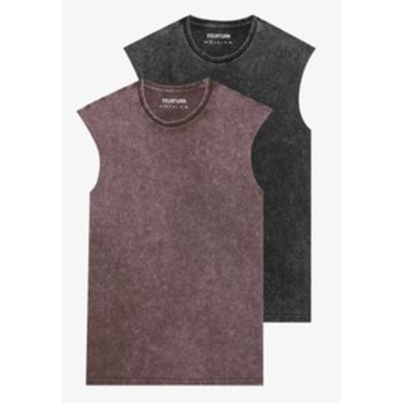 YOURTURN UNISEX 2 PACK – T-Shirt print – true black/mole/schwarz