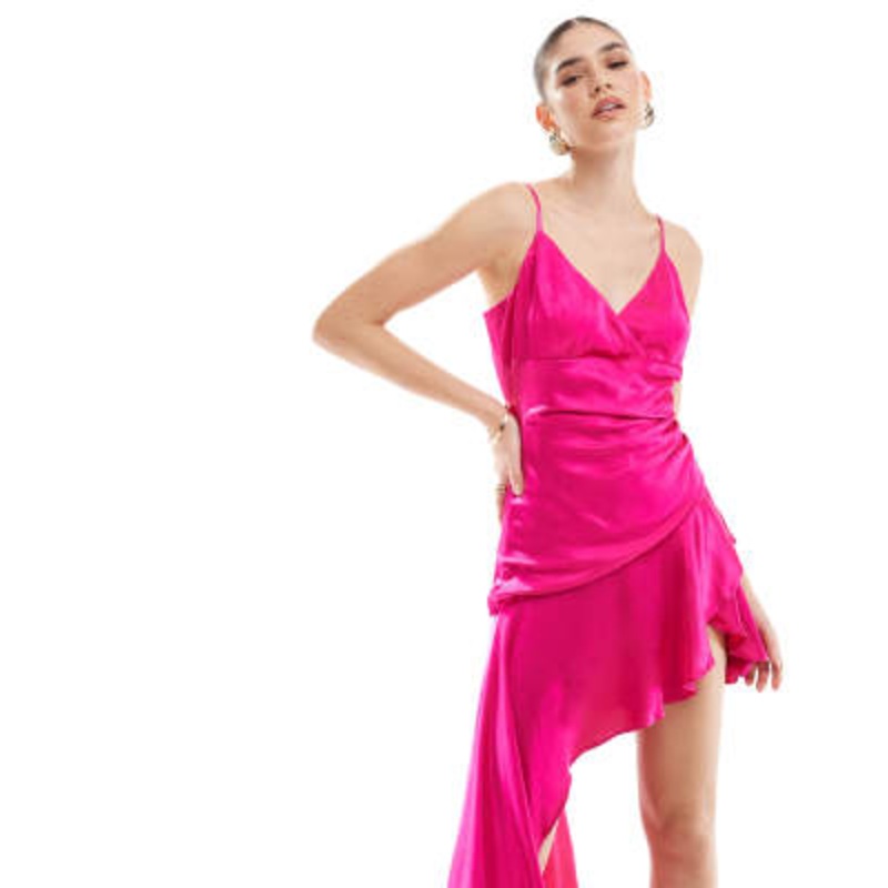 Bardot high low mini dress in hot pink