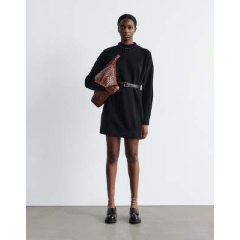 & Other Stories belted knitted dress in black