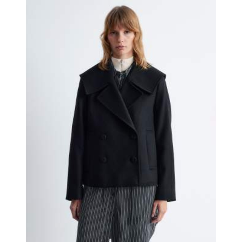 & Other Stories short peacoat with strapped cuffs in black