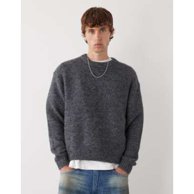 Weekday wool blend sweater in dark heather gray