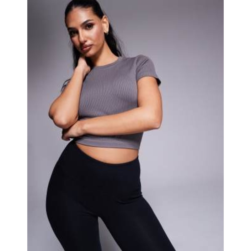 4505 Icon seamless rib knit performance baby t-shirt in steel gray