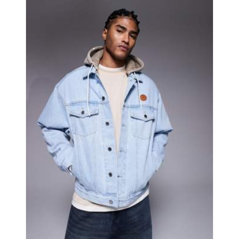 Aape by A Bathing Ape hooded denim jacket in midwash blue with back embroidery