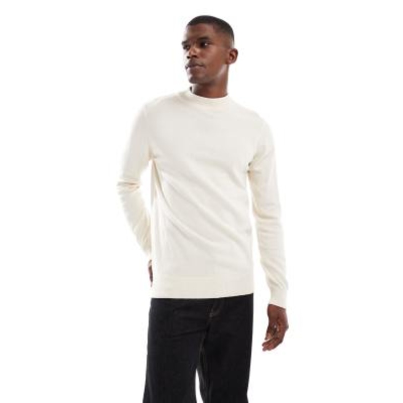 Brave Soul fitted high neck sweater in cream
