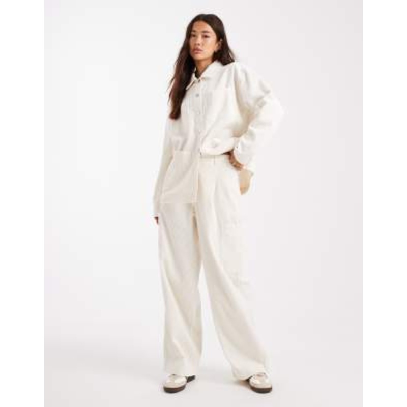 DESIGN barn cord jacket and barrel pants set in winter white
