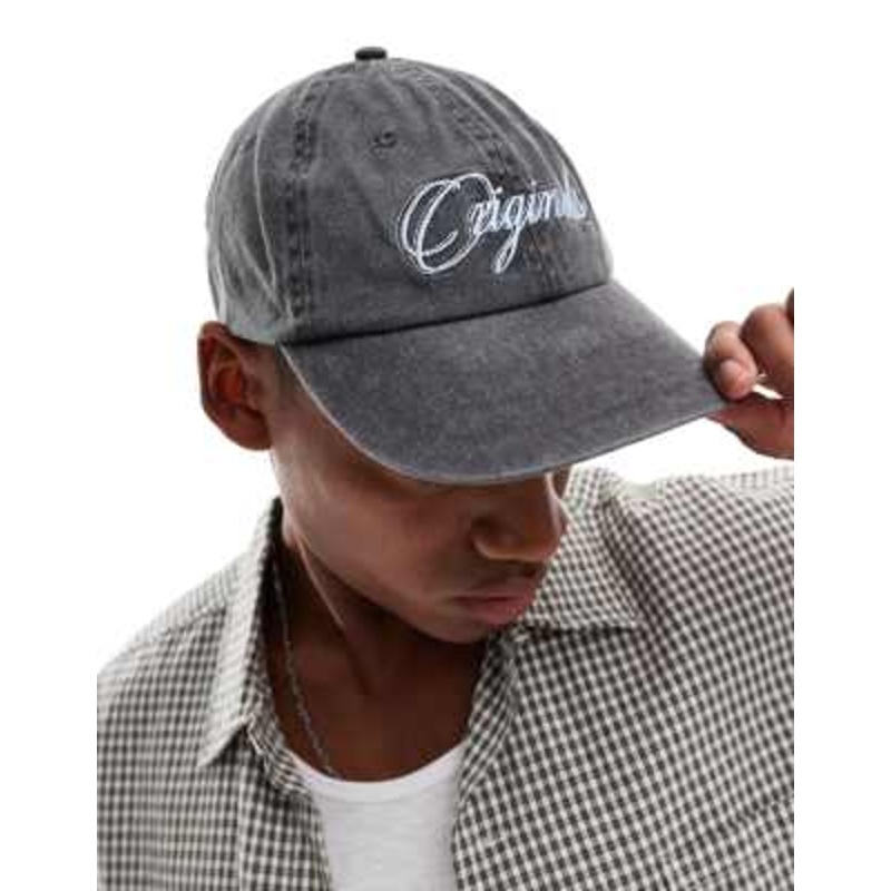 Jack & Jones cap in washed black with logo