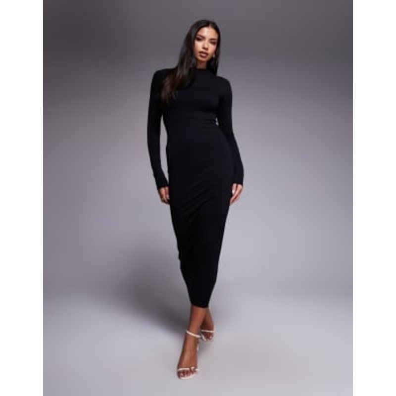 AFRM Juniper knit crepe maxi dress in black