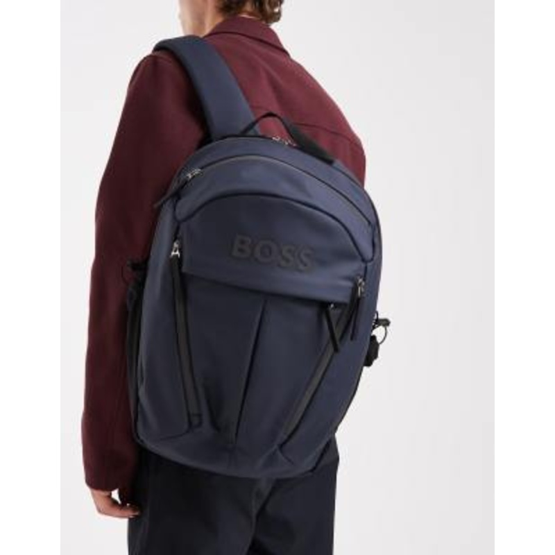 Boss Stormy backpack with central logo in navy