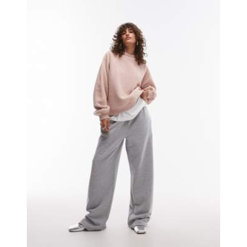 Topshop borg sweatshirt in pink