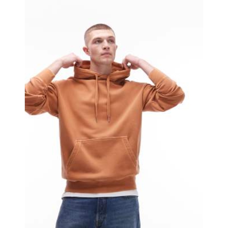 ARKET relaxed terry hoodie in terracotta orange