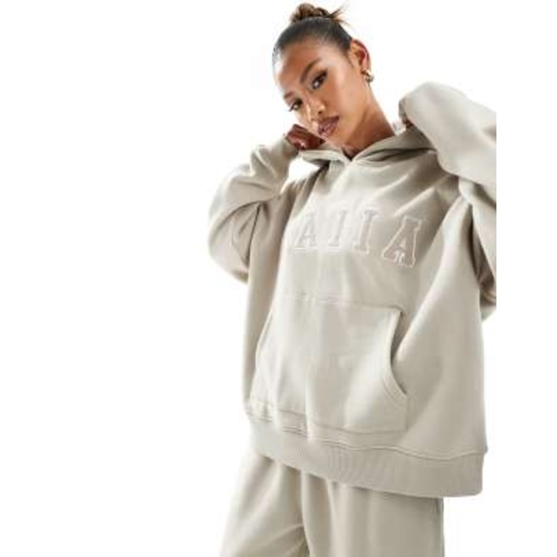 Kaiia cotton blend logo oversized hoodie in stone – part of a set