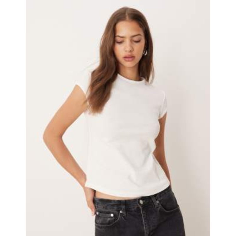 Mango cotton cap sleeve T-shirt in white