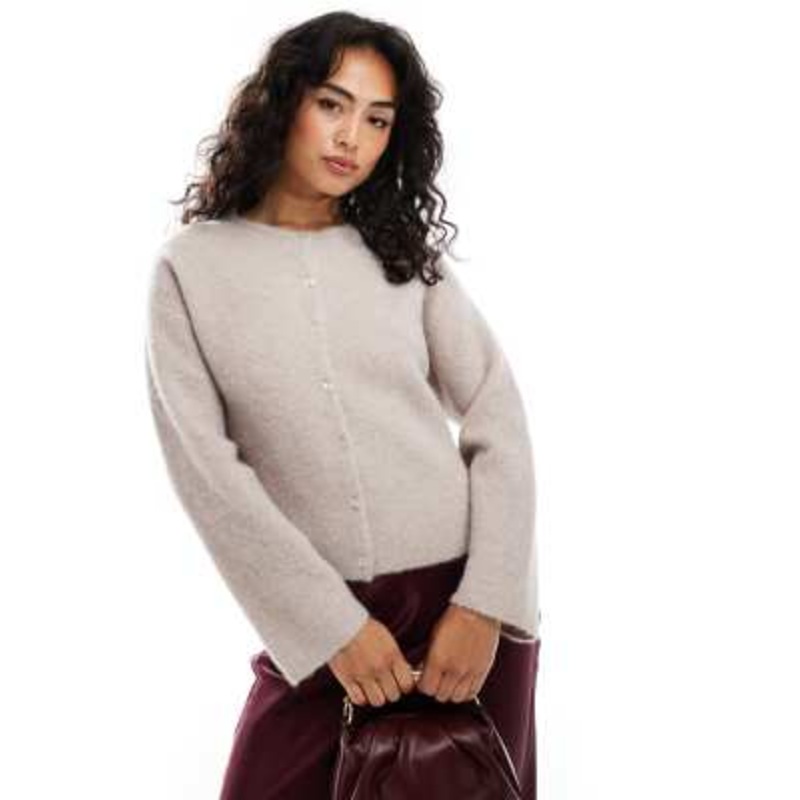 & Other Stories alpaca and wool cardigan with button front in light mole