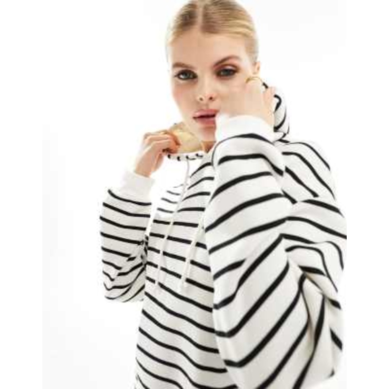 Pieces lightweight super soft hoodie in navy stripe