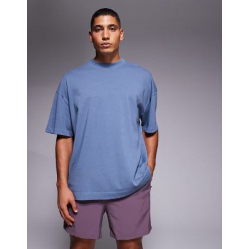 4505 Icon heavyweight cotton oversized t-shirt with quick dry finish in washed blue
