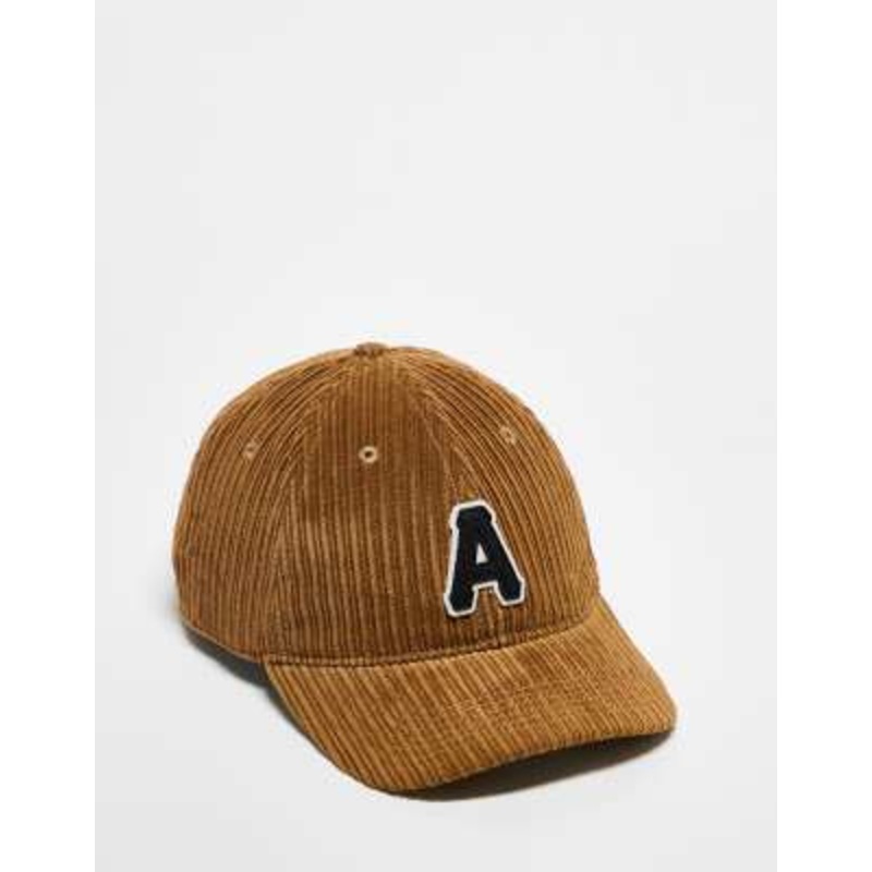 Aape by A Bathing Ape corduroy collegiate logo cap in dark beige