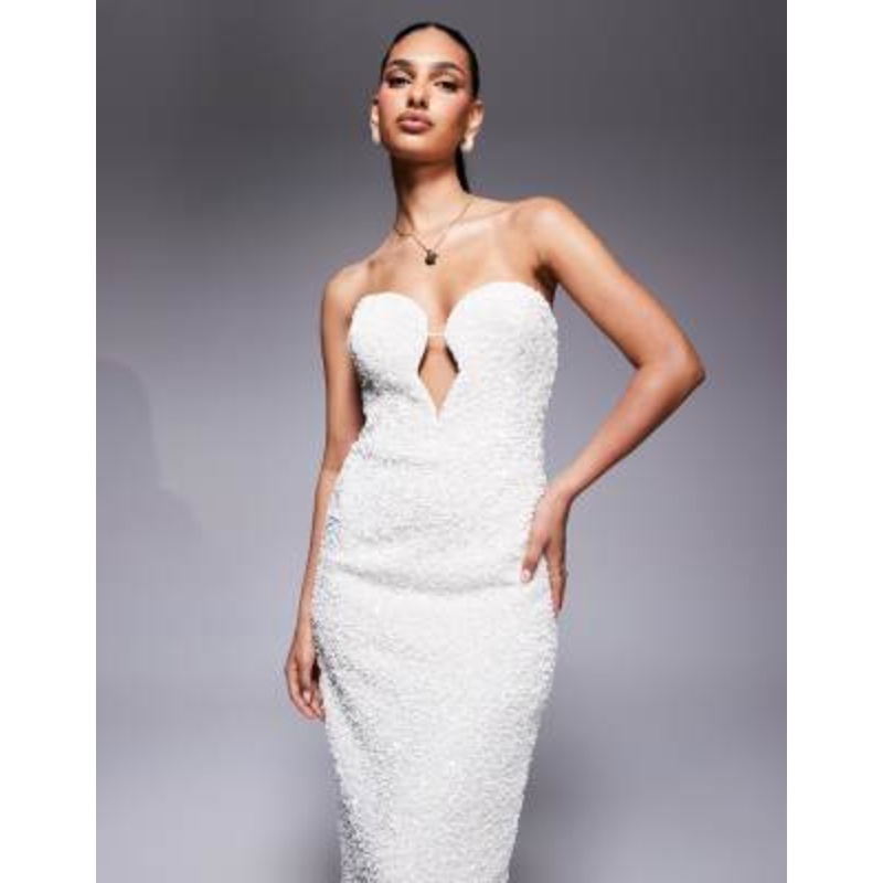 Bardot Braya sequin midi dress in ivory