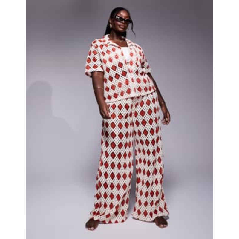 South Beach Curve crochet beach set in cream and rust