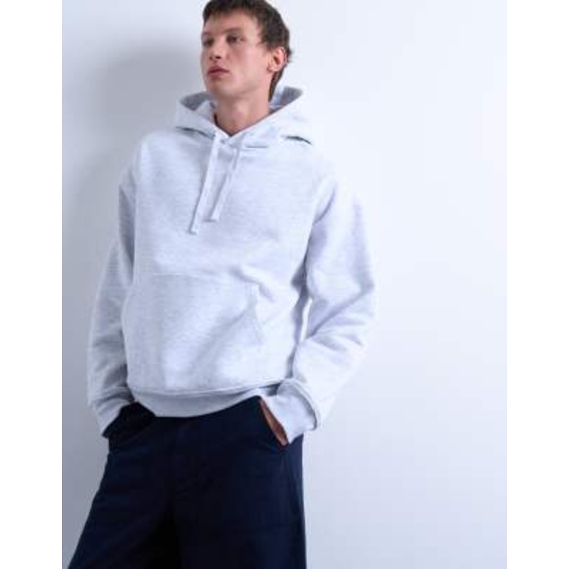 Topman oversized hoodie in light gray heather