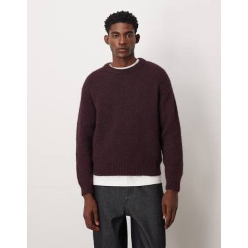 Weekday wool blend sweater in burgundy melange