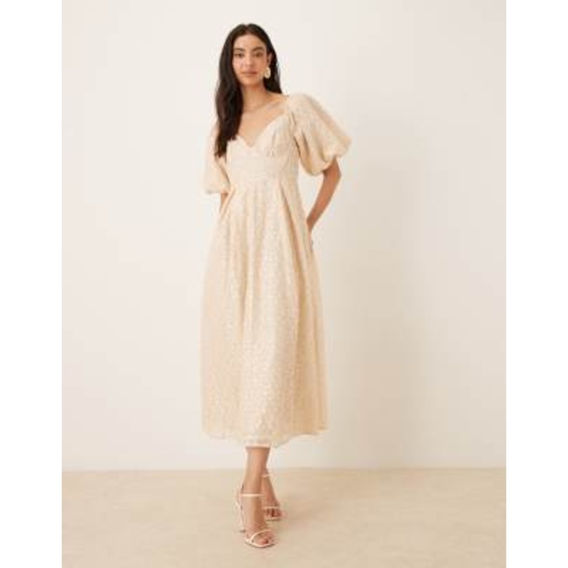 Dream Sister Jane Sally lace embellished midi dress in cream