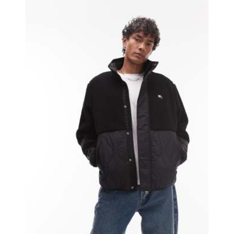 Tommy Jeans teddy fleece jacket in black