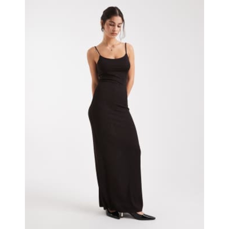 Vero Moda glitter cami strap maxi dress in chocolate and copper