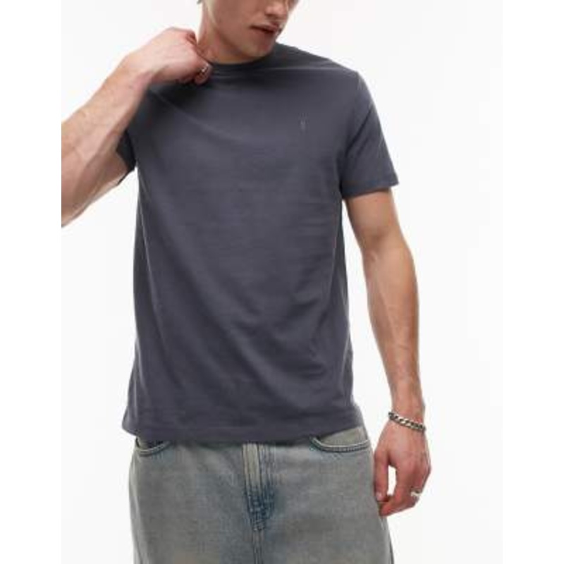 AllSaints Brace 3-pack brushed cotton T-shirts in blue multi