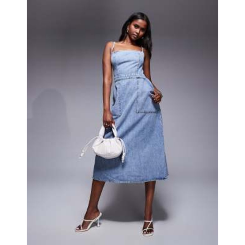 Good American fit for success lite midi dress in mid blue
