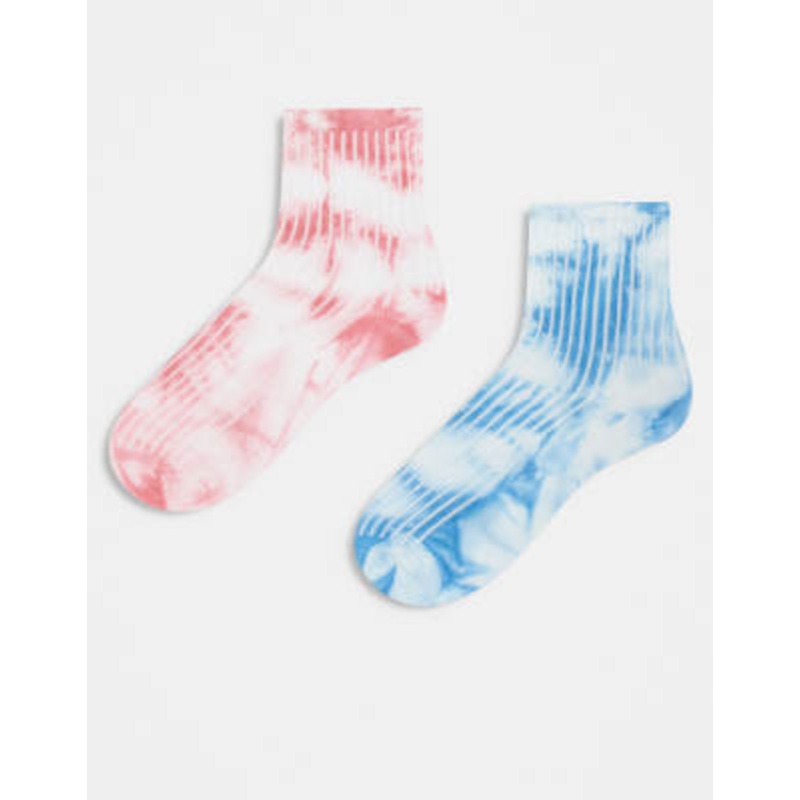 Pieces 2 pack tie dye socks in blue and pink