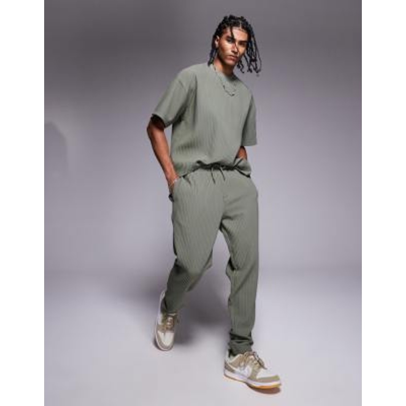 River Island plisse set in light khaki