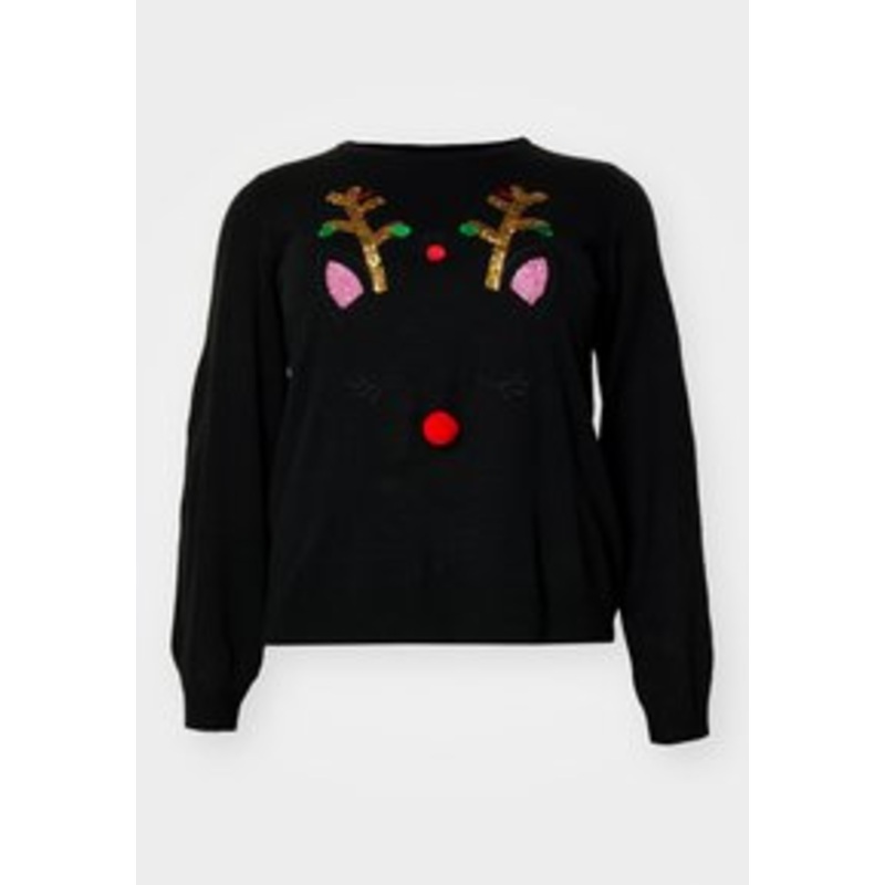 Vero Moda Curve VMCRUDOL ONECK – Strickpullover – black/schwarz