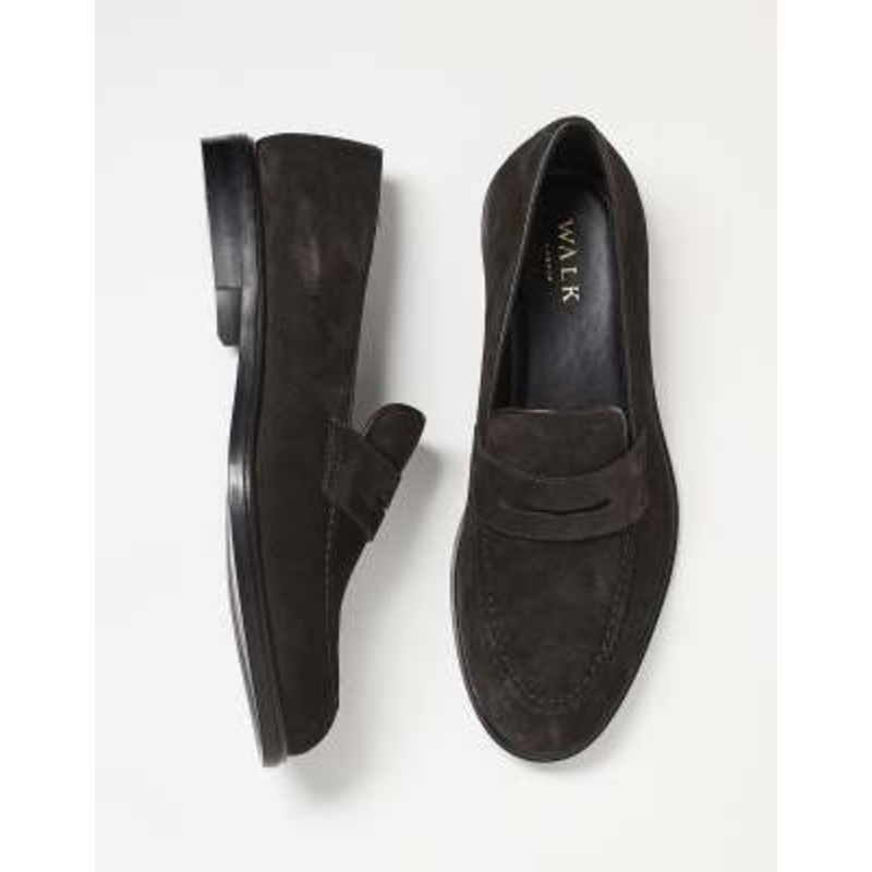 Walk London Putney saddle loafers in brown suede