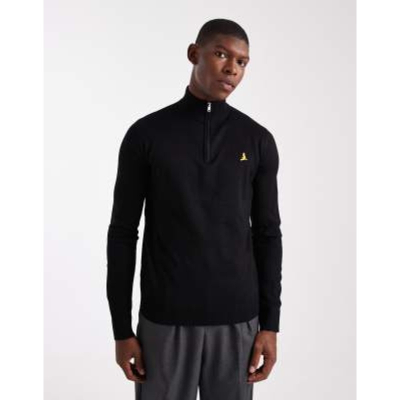 Brave Soul 1/4 zip knit sweater in black