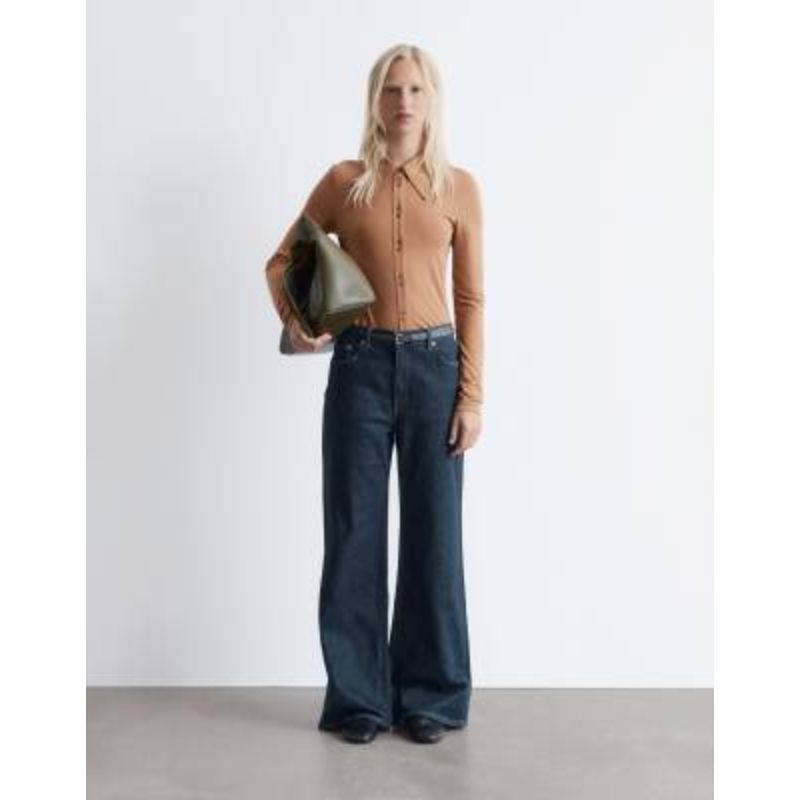 & Other Stories mid rise wide leg jeans in rinse wash indigo