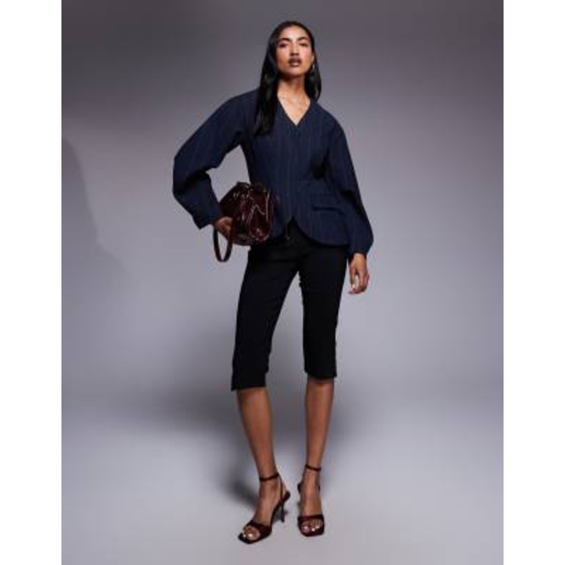 River Island pinstripe set in navy