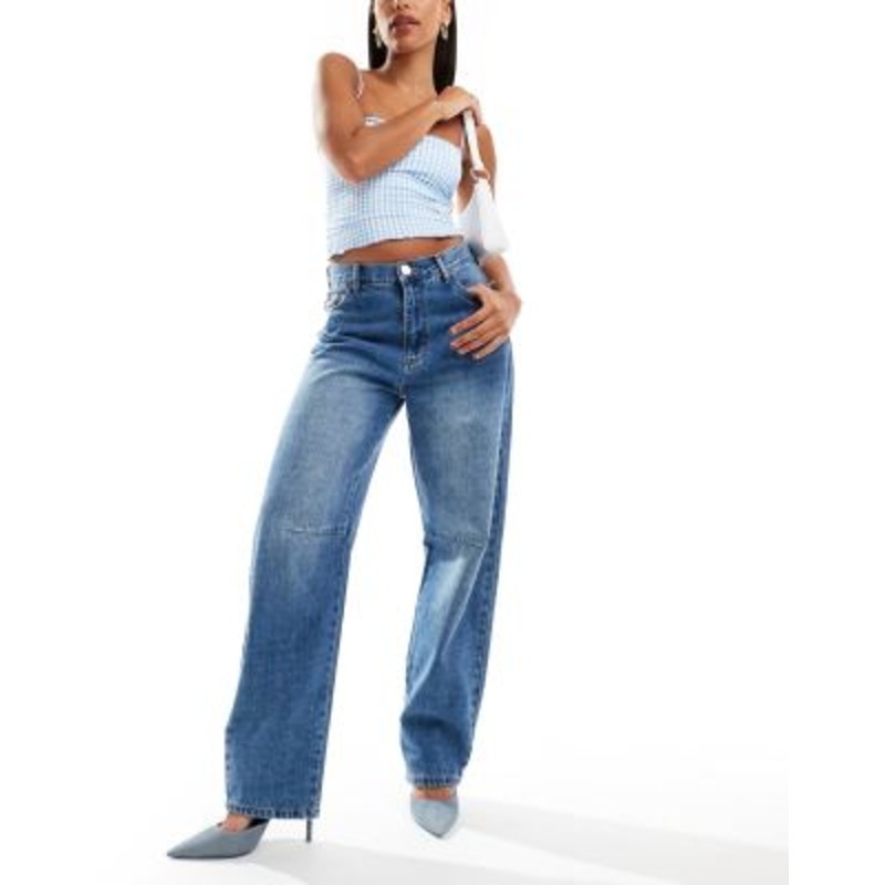 SNDYS twisted seam baggy jeans in blue wash